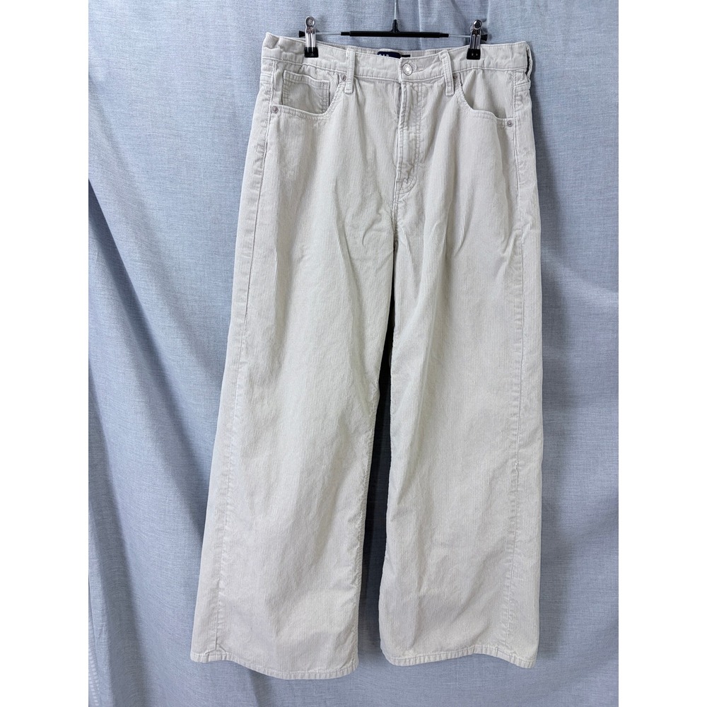 Gap Denim High‎ Rise Wide Leg Corduroy Pants Cream 14 32R Fall Autumn Fashion